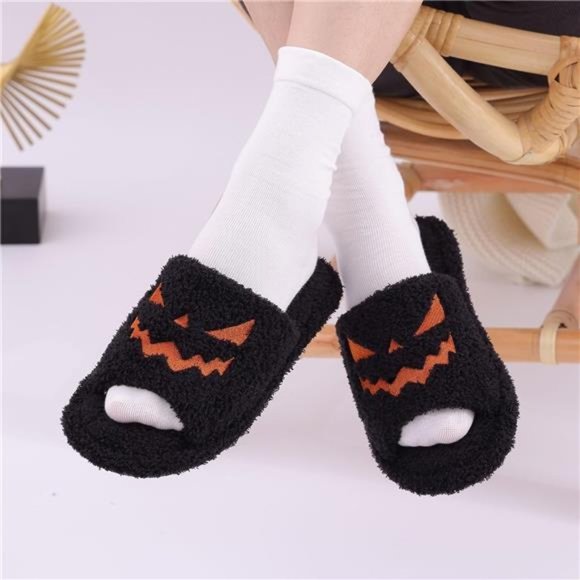 Thanksgiving Pumpkin Slippers for Women & Men Memory Foam Slip On House Slippers - Picture 5 of 7